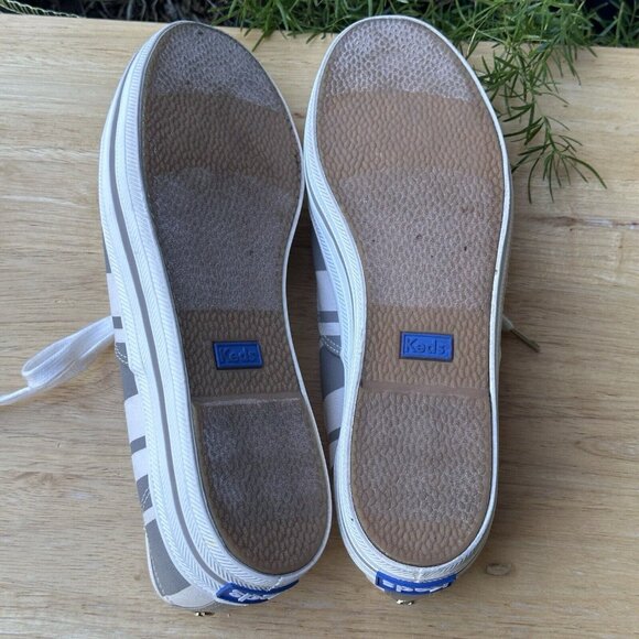 Keds Kate Spade Platform Triple Decker Women's Size 7.5 White Gray Striped Clean - Picture 10 of 12